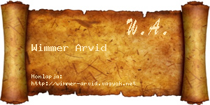 Wimmer Arvid névjegykártya